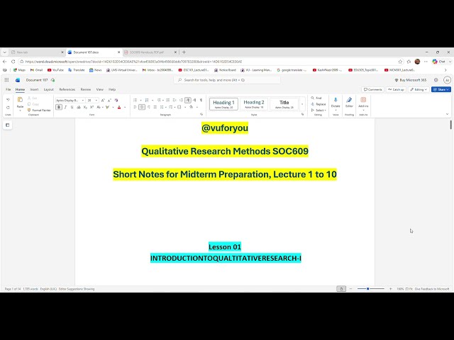 Qualitative Research Methods SOC609 Midterms: Lectures 1-10 Short Notes & Key Concepts