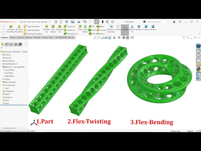 Flex (Twisting & Bending) Feature in SolidWorks