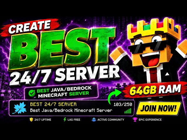 How To Make 24/7 Minecraft Server Java + PE Cracked | Best 24/7 Minecraft Server Hosting💚