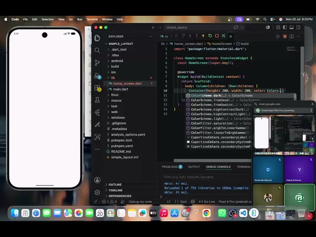 simple UI structure using row and column in flutter