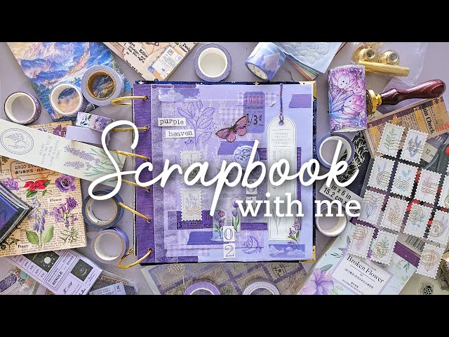 ASMR Scrapbook With Me #4 | Purple Theme | Relaxing Stationery Sounds | No Talking