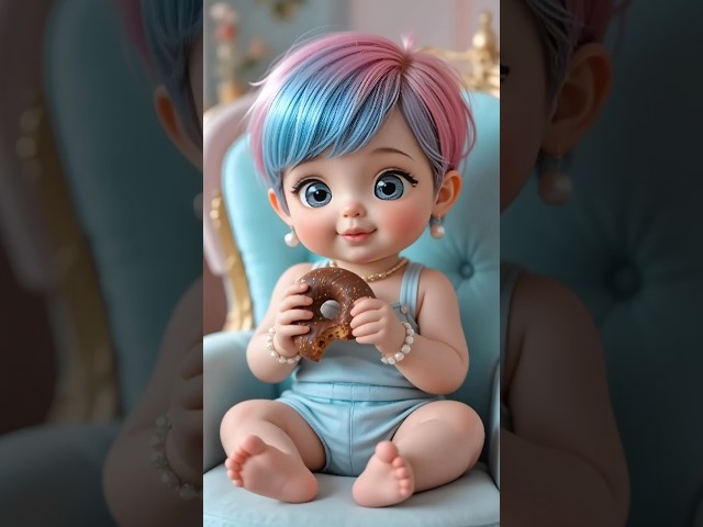 Mukbang chocolate donut🍩 #cutebaby #babyeating #cocomelon