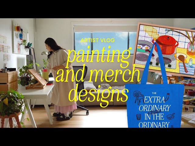 Artist vlog 03 ✶ Working on my dream art life, chill painting, designing fun merch!