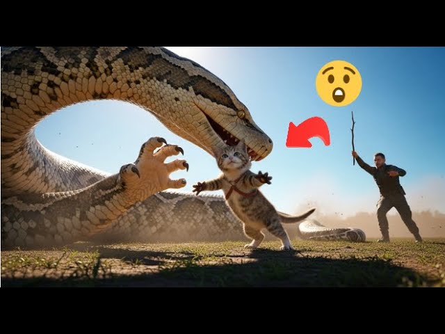 Heroic Rescue Team Saves Innocent Kitten from GIANT Python Attack 🐍🐾