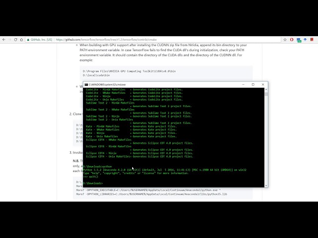 How to Build TensorFlow on Windows 10 using cmake