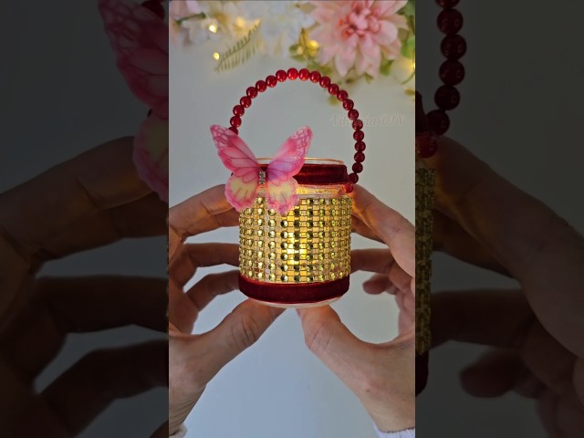 Glass Jar Candle Holder DIY #craft #handmade #recycling