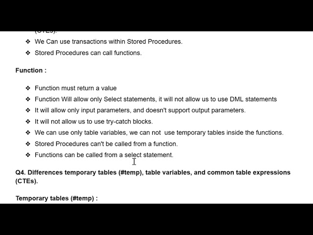 SQL- Stored Procedure vs Functions