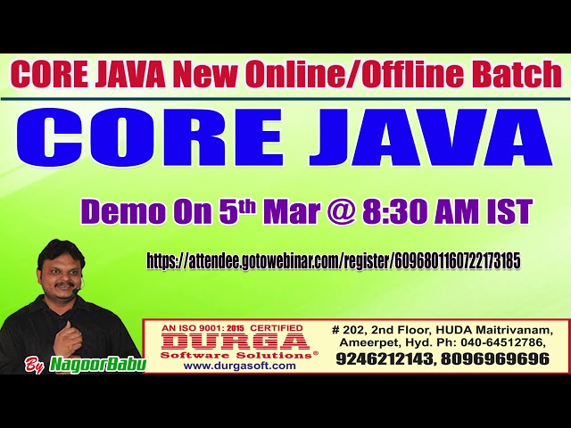 CORE JAVA Online Training in DURGASOFT