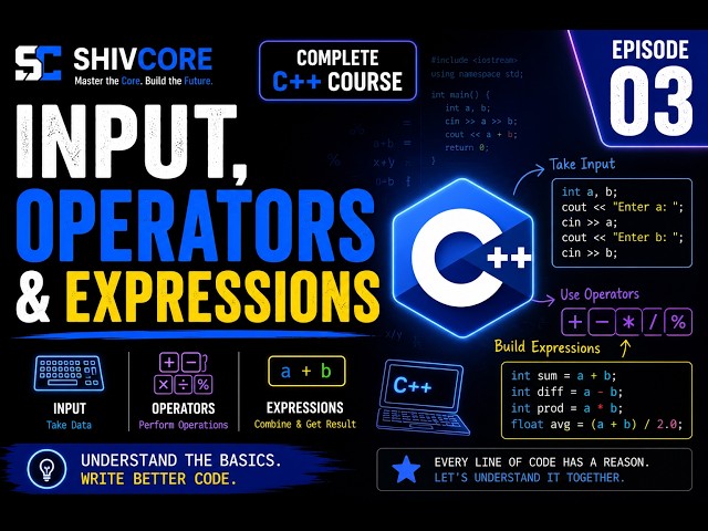 Input, Operators & Expressions in C++ | Complete C++ Course #3 | Beginner to Advanced