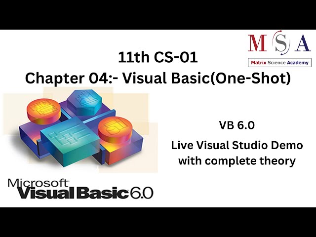 11th CS-01 VB || Chp 4 || Visual Basic  || Class 11 || LIVE VB Codes || 11th State board.