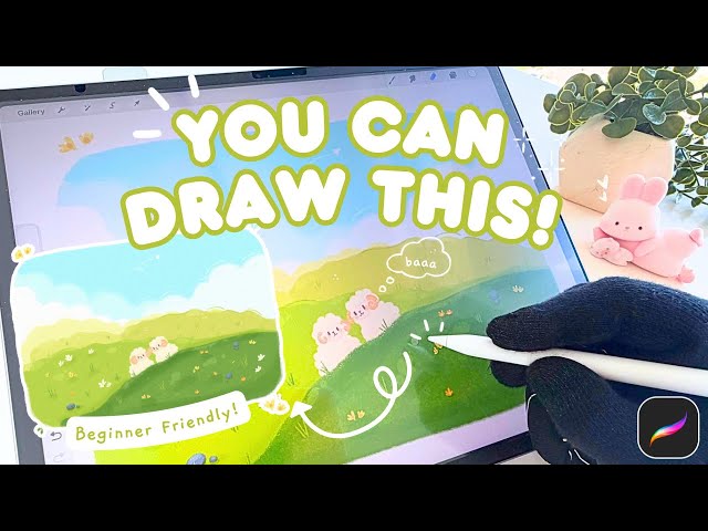 Draw a Cute Cozy Landscape in Procreate 🌥️✨ Easy Beginner Tutorial 🌱