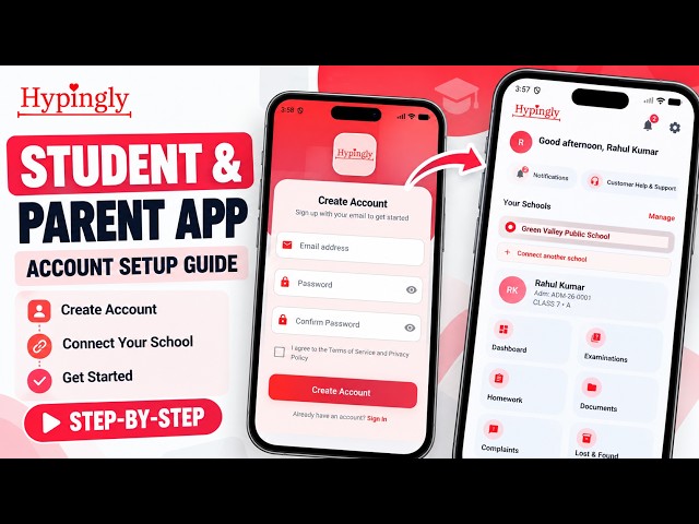Hypingly Student & Parent App | Account Creation & School Setup Tutorial | Dtech Info