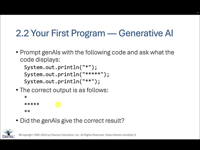 17  Generative AI What does this code display