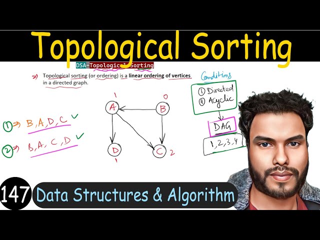 147 - Topological Sorting or Ordering | Find Topological Ordering of Directed Acyclic Graph