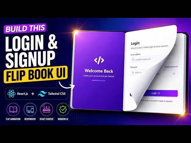 Build a Login & Signup Flip Book UI with React.js | React PageFlip + Tailwind CSS | Jabed Ali Mollah