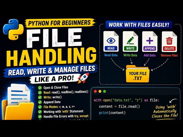 Python File Handling Explained for Beginners | Read, Write, Append & Files in Python 🐍