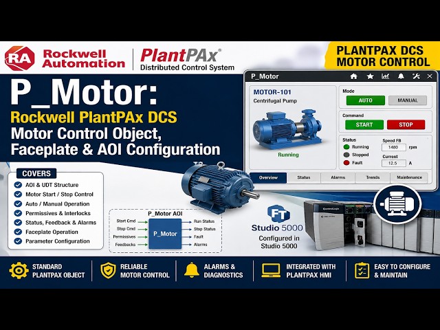 P_Motor: Rockwell PlantPAx DCS Motor Control Object, Faceplate & AOI Configuration