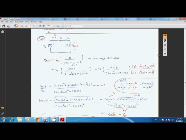 Circuit: Transfer function  and  Frequency Response: Series I(ไทย)