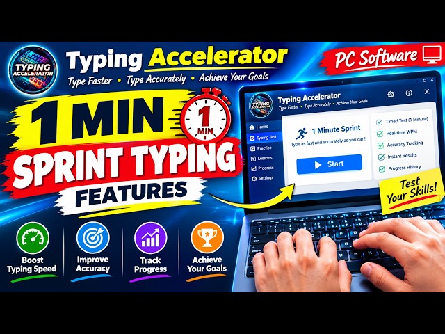 Typing Accelerator PC Software | 1-Minute Sprint Typing Test & Demo