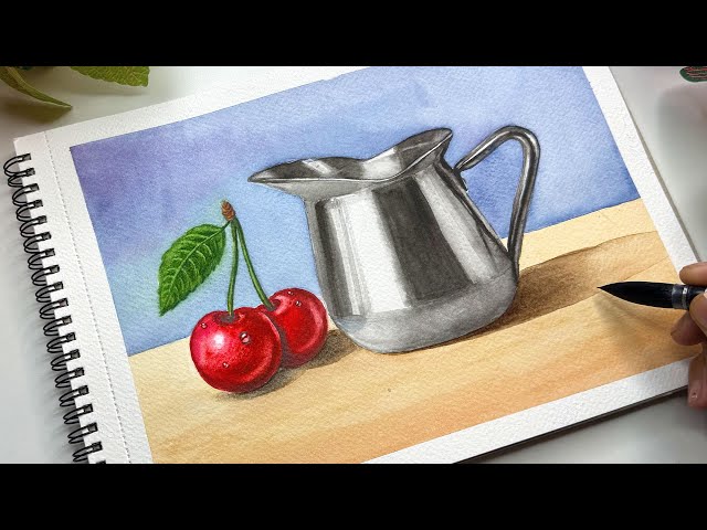 Fully Explained Watercolor Still Life Tutorial | Drawing To Painting Step by Step for Beginners