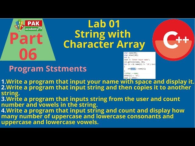 String Handling with Character Array | Lab Part 01
