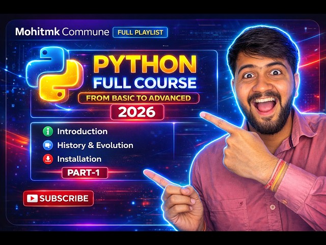 Python Full Course 2026 🔥 | Part 1 – Introduction, History & Installation (Beginner to Advanced)