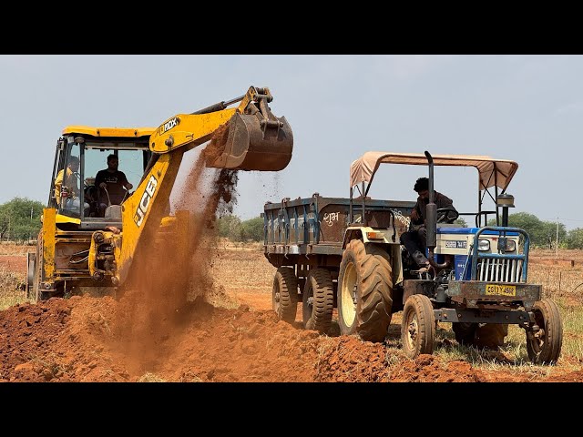   JCB 3DX Loading Red Murum in Swaraj Tractor Trolley | JCB Tractor Loading | JCB Video 