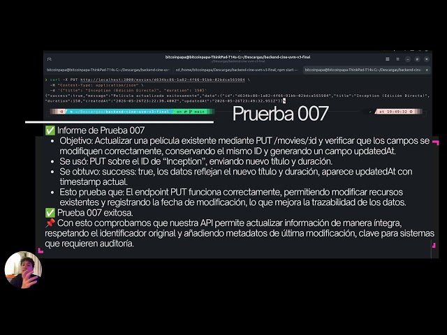 🎬 Sistema de Gestión de Cine - Backend REST API | Node.js + Express | Proyecto UVM 2026B