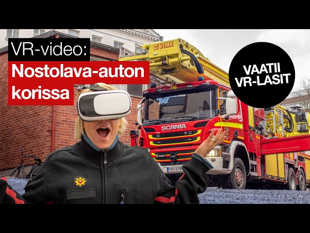 Nouse 50 metriin nostolavapaloauton korissa [VR 3D-180]