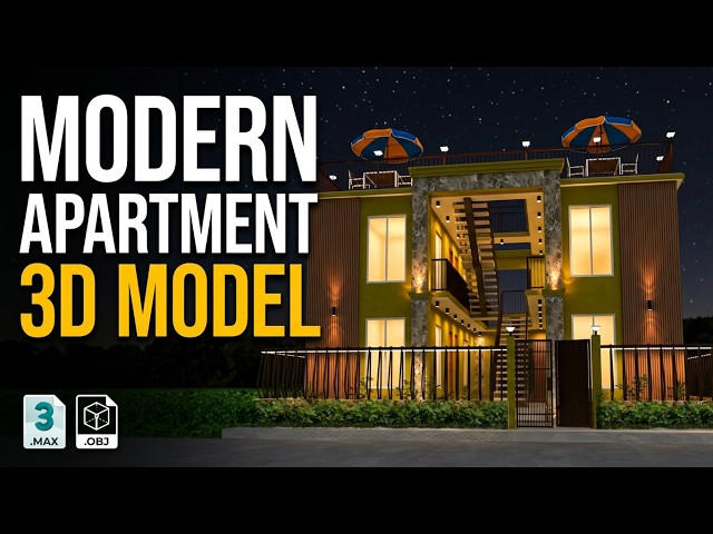 Modern Apartment Building 3D Model | Interior + Exterior + Lighting Ready | ArchViz