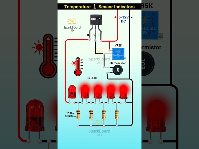 Temperature 🌡️ sensor circuit | Thermometer #arduino #electronics
