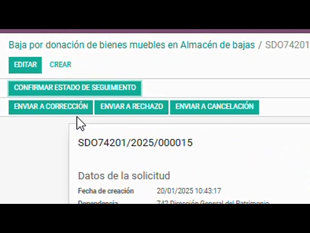 VxPr - Baja por donación en Almacén de bajas - En proceso de firma - Operador DGPU