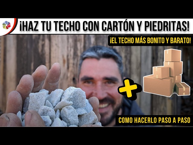 😲 PEBBLE ROOF with CARDBOARD INSULATION 📦 | Step by Step, ECO-FRIENDLY and FREE