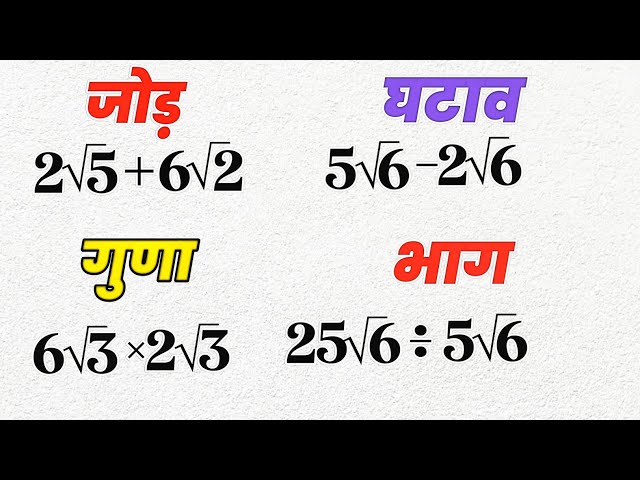 Addition, subtraction, multiplication and division of roots | How to Solve Roots | Addition, subt...