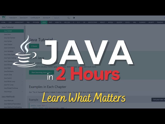 MASTER Java in 2 Hours | Java Programming Tutorial | W3Schools Java Tutorial for beginners