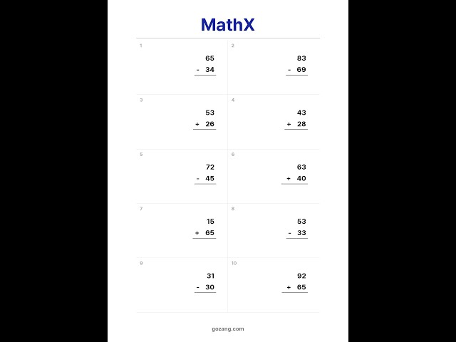 Free Intermediate Math Worksheet #30 | Addition & Subtraction Practice