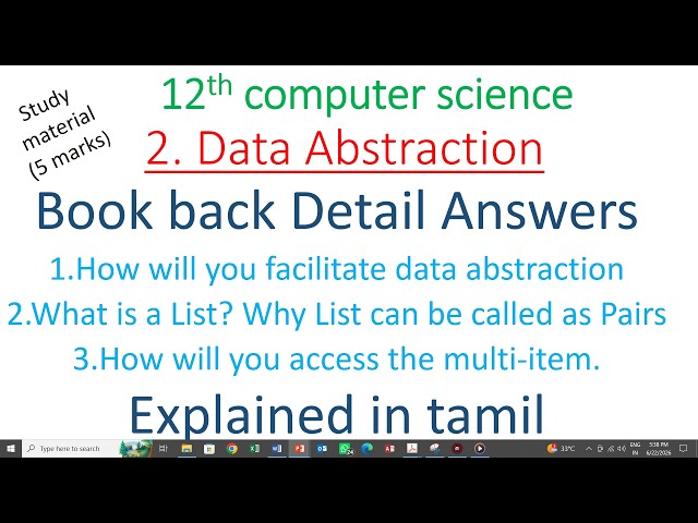 12th computer science chapter 2  detail answer |data abstraction