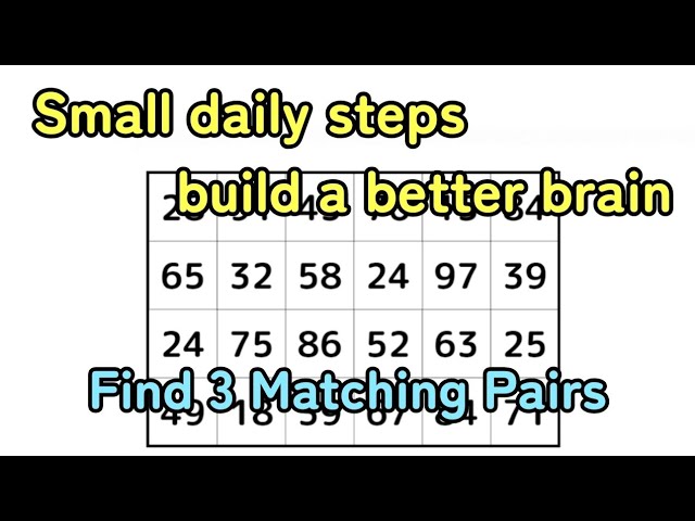 【Dementia Prevention】Small daily steps build a better brain / Find 3 Matching Pairs【Brain Training】