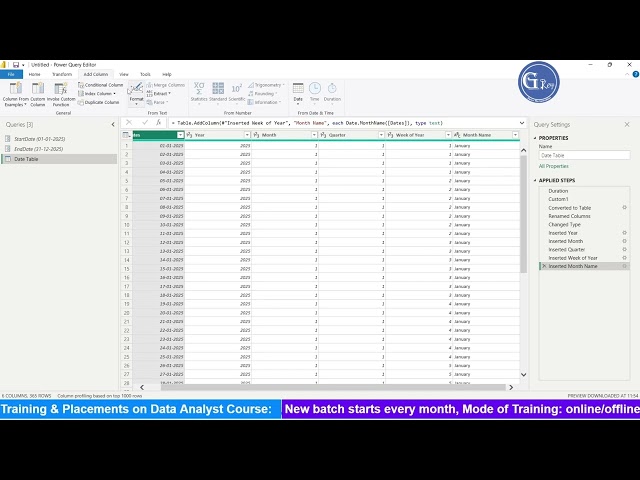 Class-16: How to Create a Date Table Using Power Query #sqlserver #powerbi #database