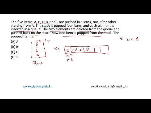 ISRO 2014 | DS | STACK | QUEUE | PUSH | ISRO TEST SERIES | SOLUTIONS ADDA | EXPLAINED BY ISRO AIR-1