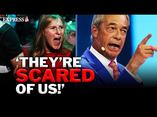 Nigel Farage CLASHES with protestors at EXPLOSIVE conference speech