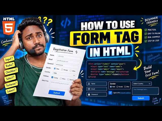 How to Use Form Tag in HTML | HTML Forms Tutorial for Beginners | Learn HTML in Hindi 2026 Part 2