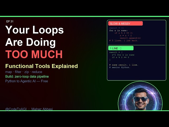 Stop Writing For Loops in Python! Use map, filter, zip, reduce Instead | Ep 31