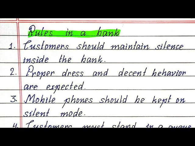 Rules in a Bank | Rules and Regulations in Bank | Writeology TV