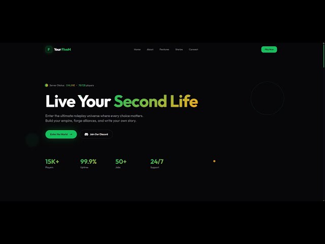 FiveM Website – Clean design + Live server status + High conversion | Showcase