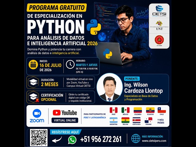 PROGRAMA DE ESPECIALIZACIÓN EN PYTHON PARA ANÁLISIS DE DATOS E INTELIGENCIA ARTIFICIAL 2026 S01