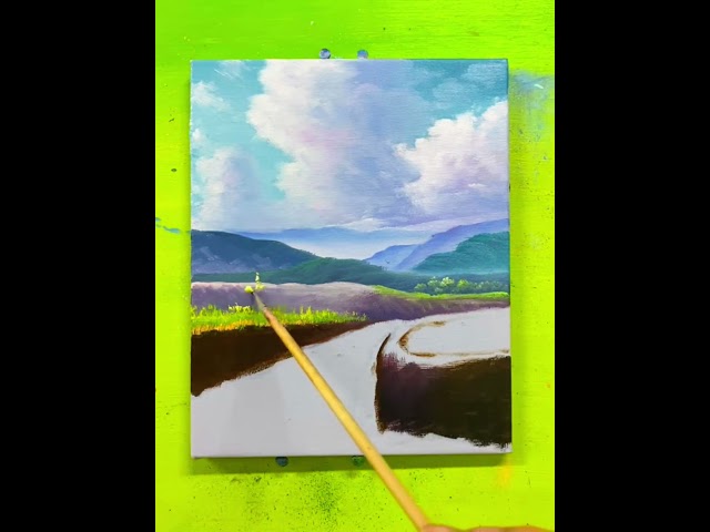 Easy Landscape Painting #howtopaint #painting #acrylicpainting #paintingtutorial #landscapepainting