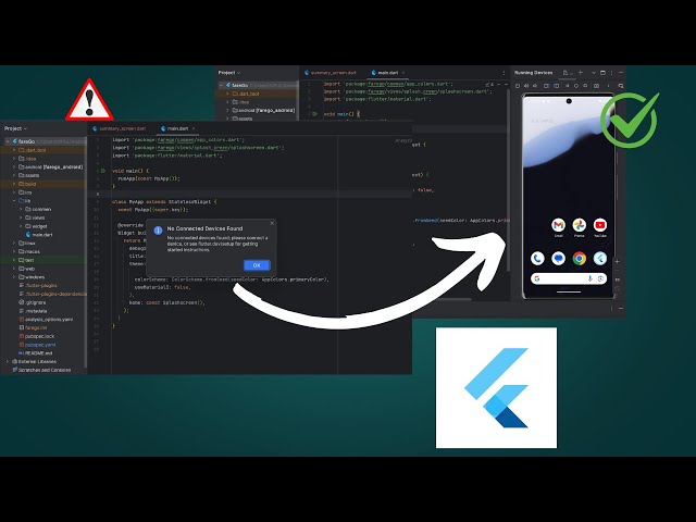 No connected devices found; please connect a device, or see flutter.dev/setup for getting #flutter