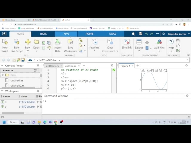 Plotting of 2D graph in MatLab