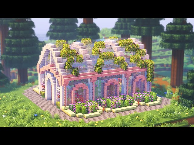⛏️ Minecraft Tutorial: Cherry Blossom Greenhouse / Glass Garden